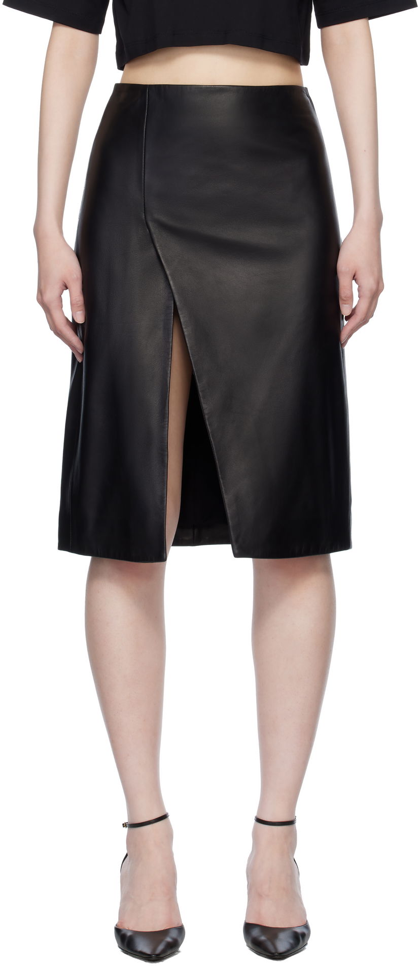 Nederdel Loulou de Saison Loulou de Saison Ekare Leather Midi Skirt Sort | EKARE