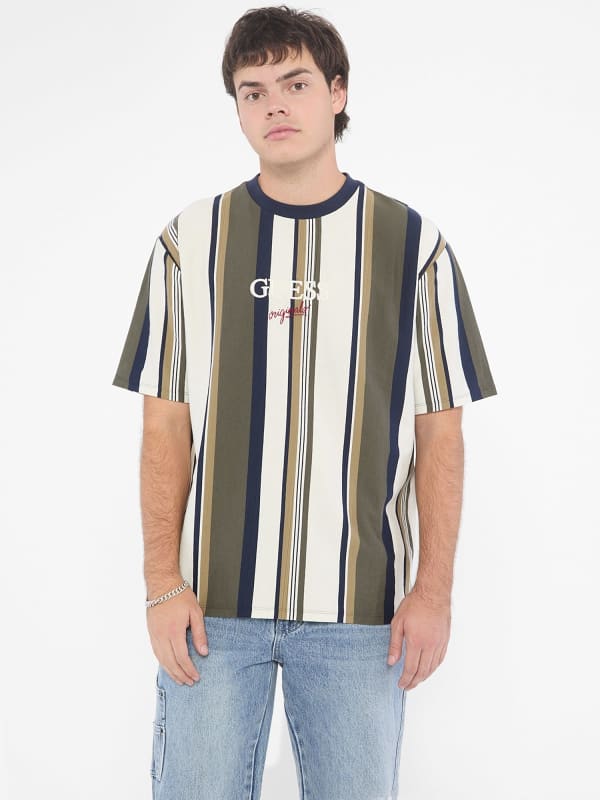 T-shirt GUESS Vertical Striped Short Sleeve T-Shirt Flerfarvet | M4BI56K8FQ4, 0