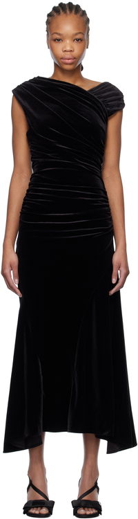 GANNI Velvet Ruched Maxi Dress