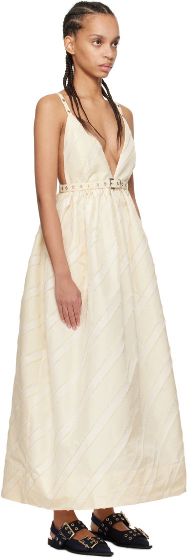 Kjole GANNI GANNI Stripe Strap Maxi Dress Beige | W0173, 1