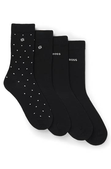 Sokker BOSS Four-pack of regular-length socks with polka dot and monogram details Sort | 50546742, 0