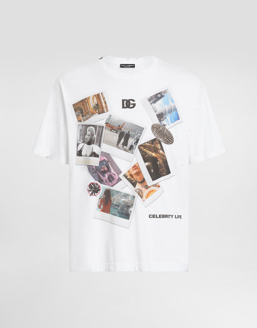 T-shirt Dolce & Gabbana Cotton T-Shirt With Postcard Print Hvid | G8PN9TG7O4RW0800