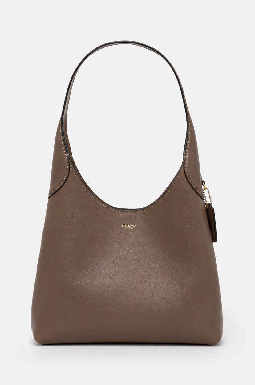 Håndtaske Coach Leather Shoulder Bag Brun | CU068