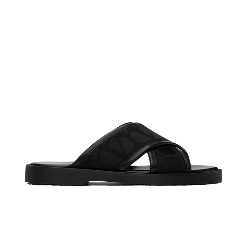 Sneakers og sko Valentino Garavani Black Toile Iconographe Sandals Sort | 4Y2S0H61IDQ