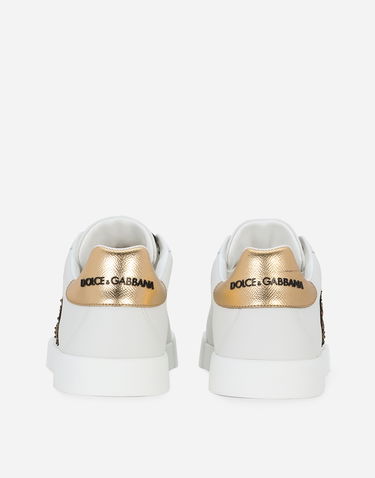 Sneakers og sko Dolce & Gabbana Dolce & Gabbana Portofino Crown Patch Calfskin Hvid | CS2330AH1368I047, 2