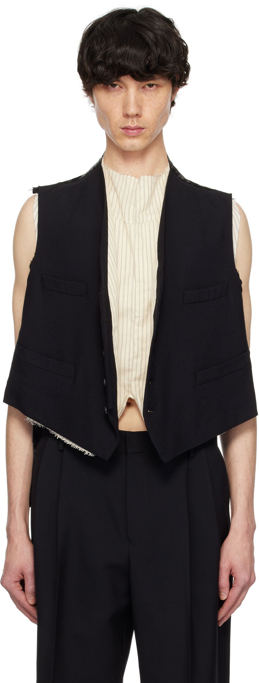 Vest Maison Margiela Maison Margiela Raw Edge Waistcoat Sort | S50FB0110 S53915