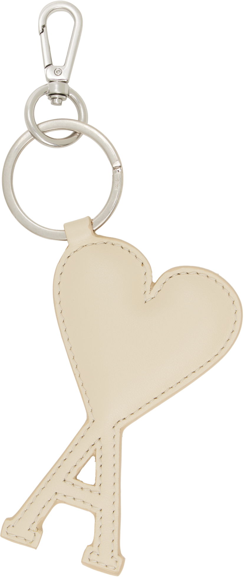 Nøgleringe AMI AMI de Coeur Leather Keychain Beige | UKR915.853