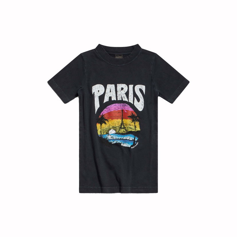T-shirt Balenciaga Paris Tropical T-shirt Sort | 768075TPVM21569