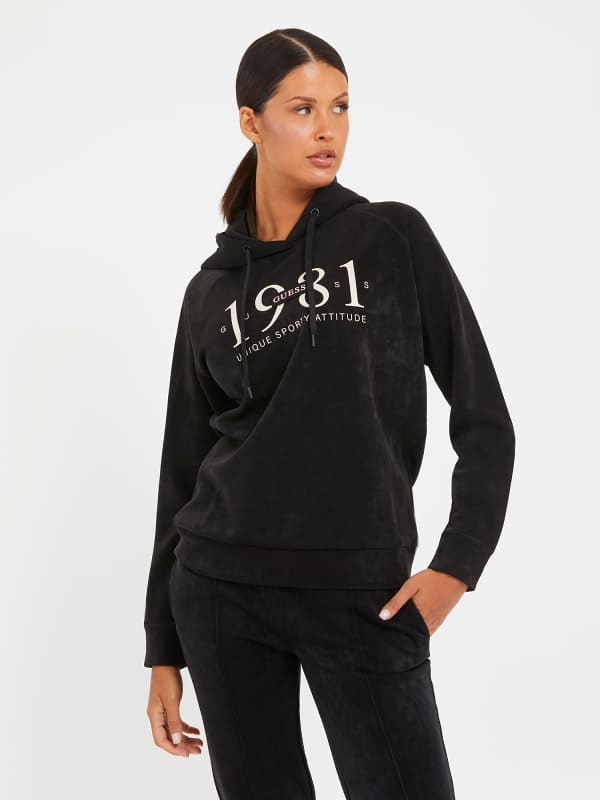 Sweatshirt GUESS Faux Suede Sort | V3BQ01KBC00, 0