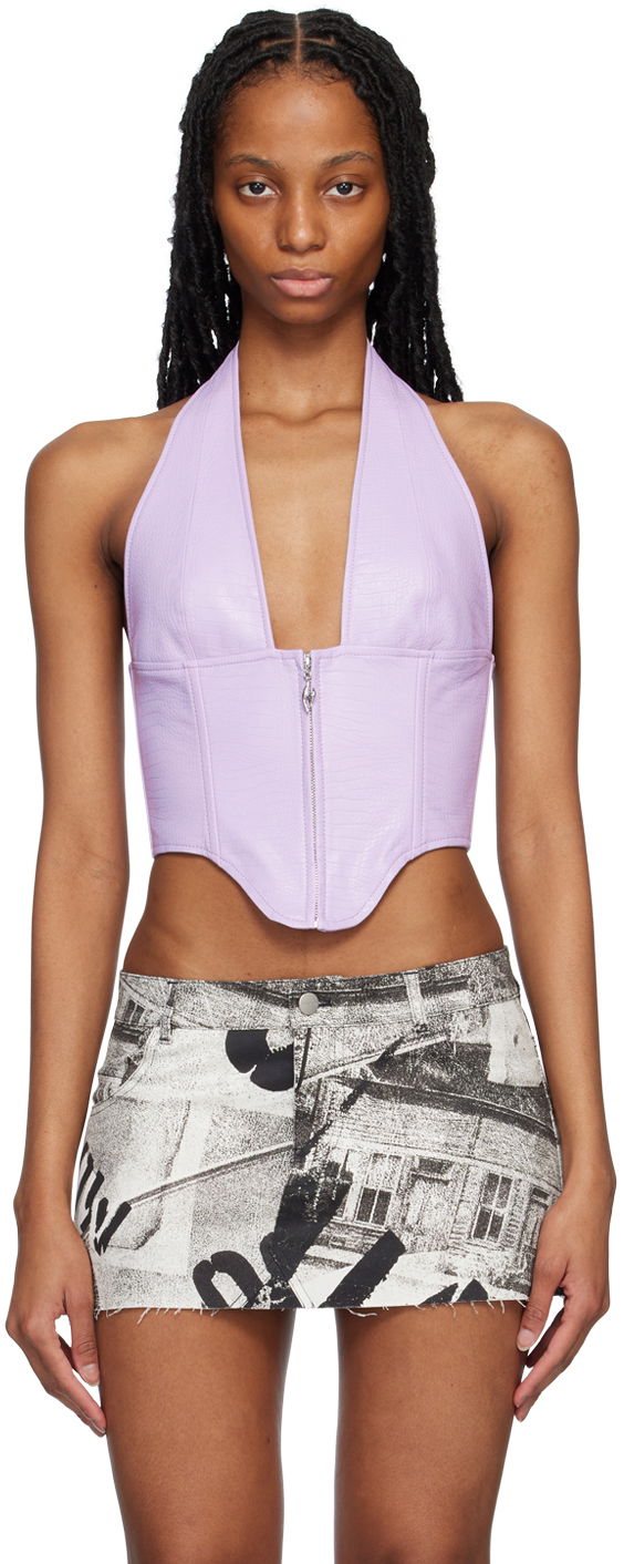 Tanktop Miaou Miaou Hannah Jewett Edition Mara Halter Corset Top Lilla | 7087VLLIL