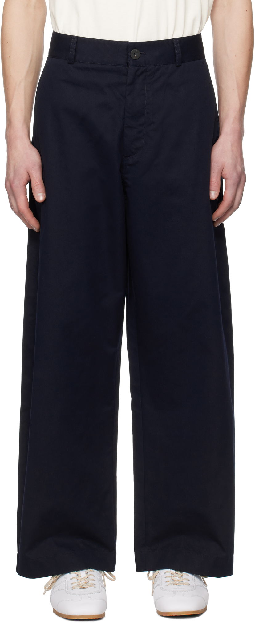 Bukser Studio Nicholson Studio Nicholson Bosworth Wide-Leg Trousers Mørkeblå | BOSWORTH SNM - 1297