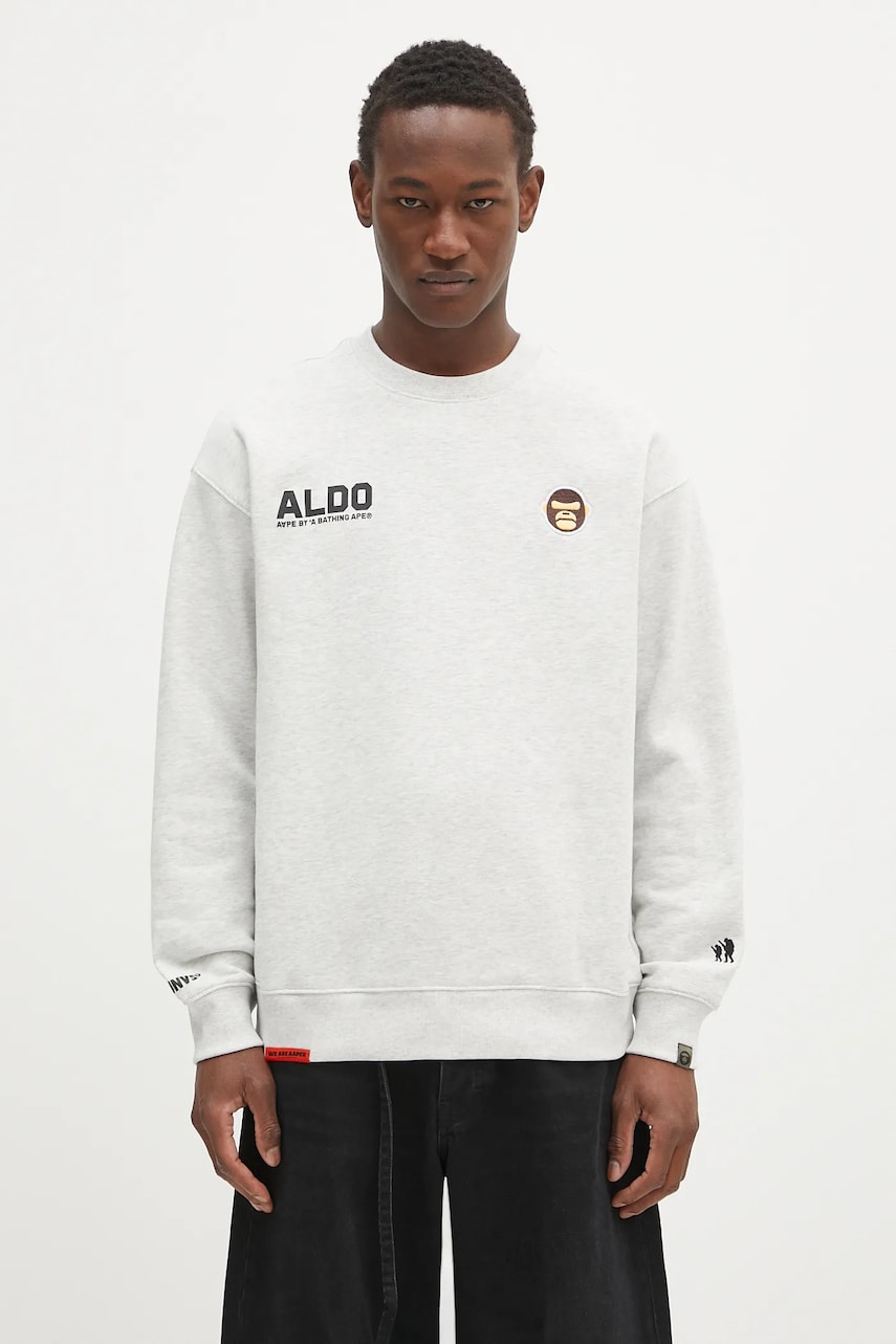 Sweatshirt AAPE by A Bathing Ape AAPE By A Bathing Ape Aaper Crew Neck Sweatshirt Grå | AAPSWMB377XAN, 0