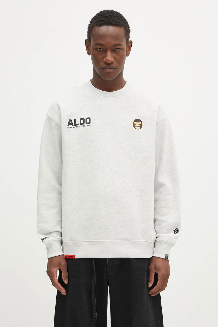 Sweatshirt AAPE by A Bathing Ape AAPE By A Bathing Ape Aaper Crew Neck Sweatshirt Grå | AAPSWMB377XAN