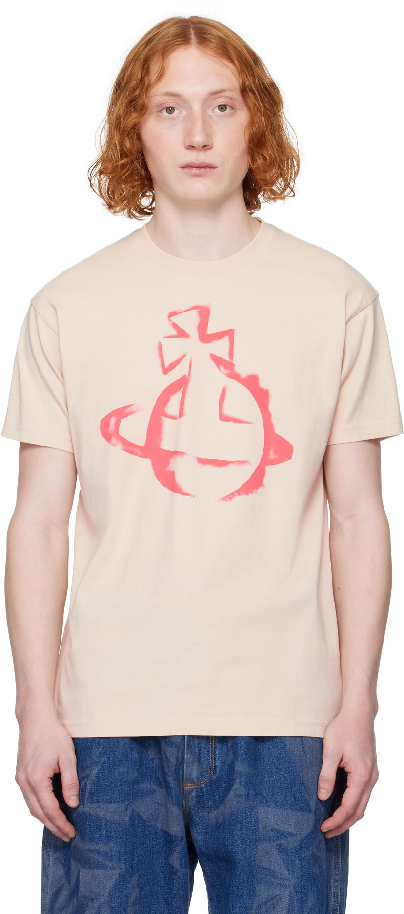 T-shirt Vivienne Westwood Vivienne Westwood Stencil Orb Classic T-Shirt Beige | 3G010033-J001M-