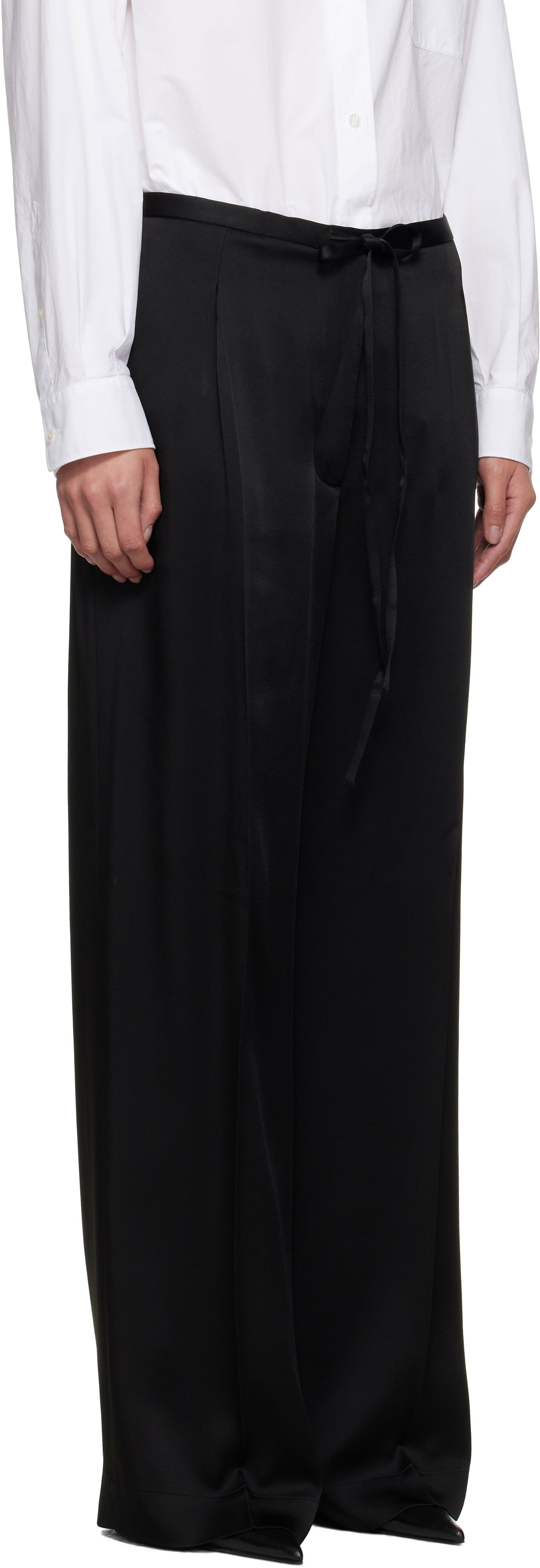 Bukser Róhe Relaxed Drawstring Satin Trousers Sort | 416-30-125, 1