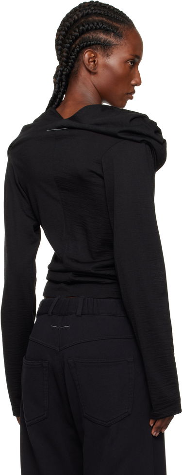 T-shirt Maison Margiela MM6 Maison Margiela Wool Jersey Cowl Neck Long Sleeve Top Sort | S52NH0031 M20124, 2