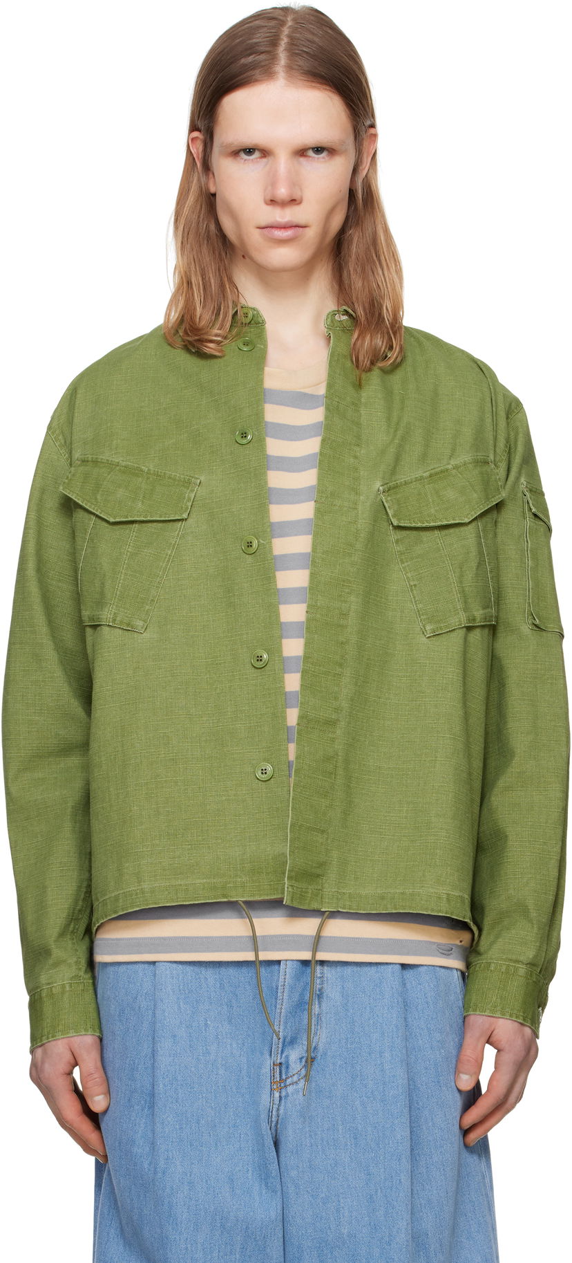 Skjorte KENZO Kenzo Paris Pocket Overshirt Grøn | FF55CH5339GD