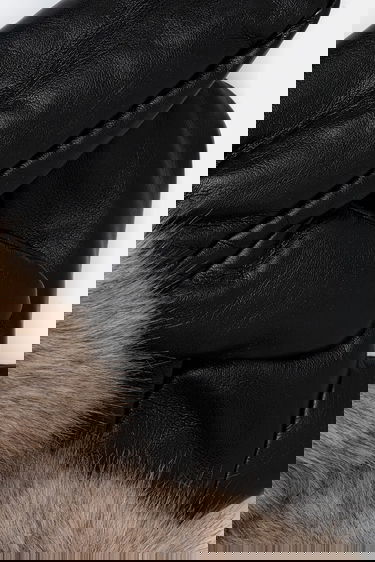 Handsker STAND STUDIO Jane Leather Mittens with Faux Fur Cuffs Sort | 66564.9398, 1