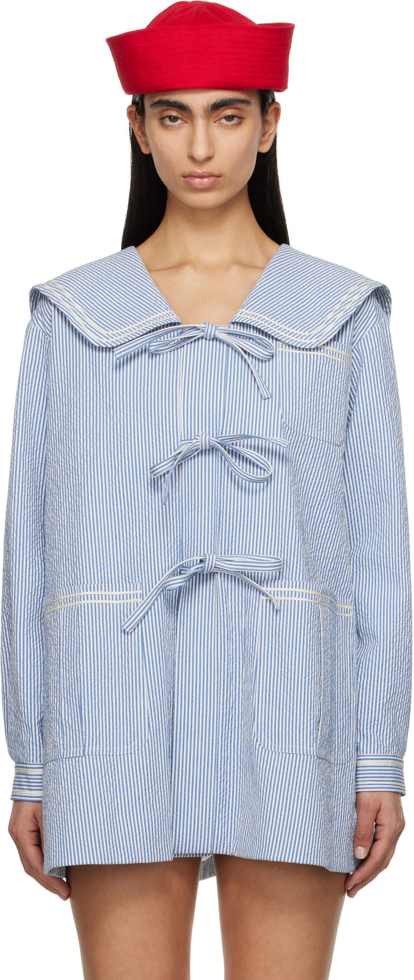 Skjorte Bode Bode Club Stripe Sailor Coat Blå | WRS25JA003