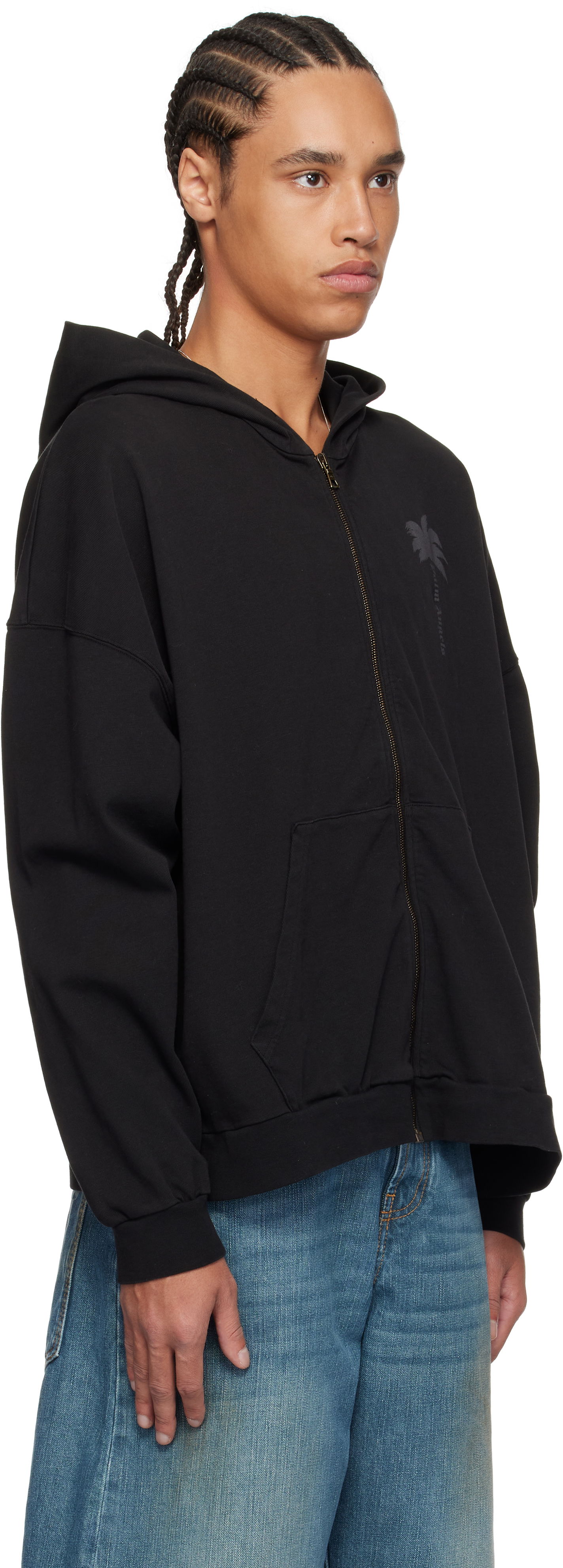 Sweatshirt Palm Angels Palm Angels Palms Zip Hoodie Sort | PMBE016S25FLE0011313, 1