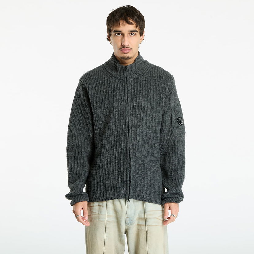 Sweater C.P. Company Lambswool Grs Full Zip Sweater Dark Shadow Grey Grå | 19CMKN131A110149A-978