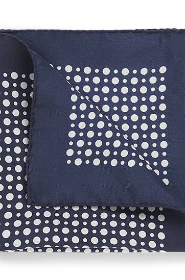 Tørklæde BOSS BECKHAM x BOSS Silk Pocket Square with Dot Print Mørkeblå | 50549107, 0