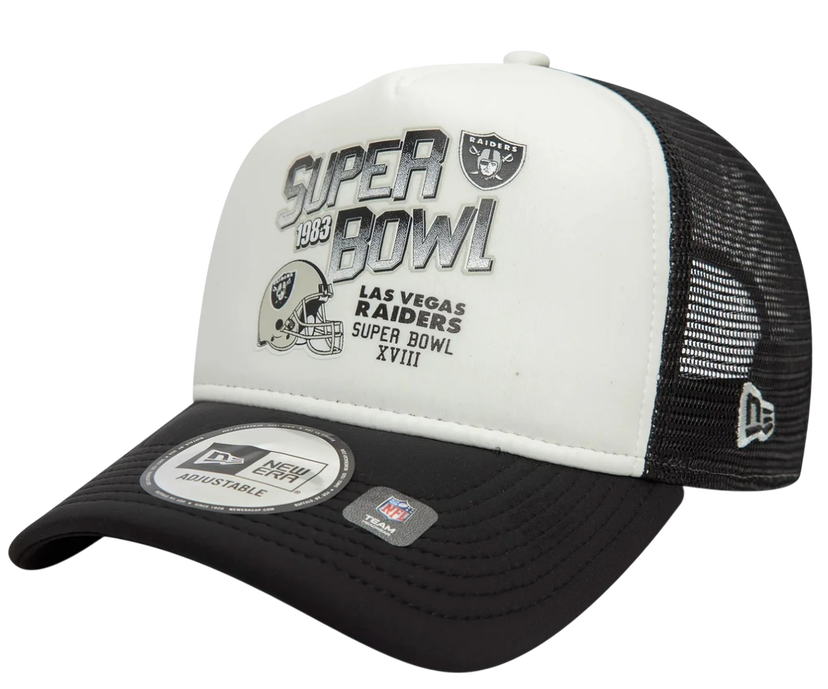 Kasket New Era Las Vegas Raiders Super Bowl XVIII 9FORTY Adjustable Trucker Hat Hvid | 60595293-60595293