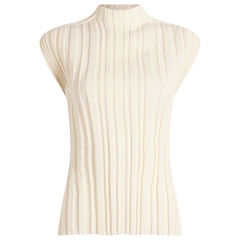 T-shirts og tank tops Pleats Please Issey Miyake Issey Miyake Pleats Please Rib Knit Short Sleeve Top Hvid | PP56KK851-02