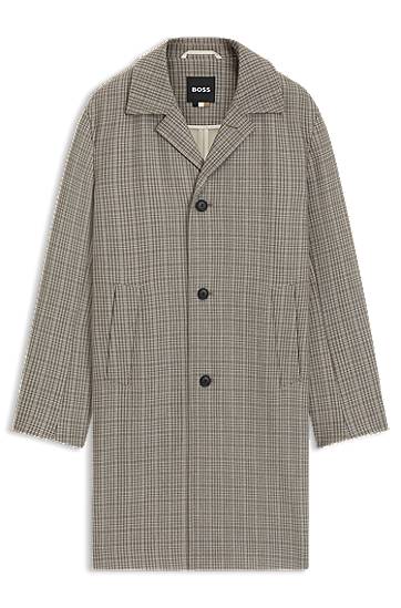 Frakker BOSS BOSS Classic-Fit Check Coat Beige | 50546039