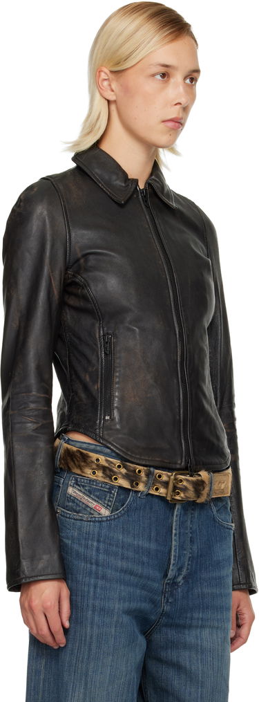 Jakke Diesel L-Egrad Distressed Leather Jacket Sort | A19596 0ILBS, 1