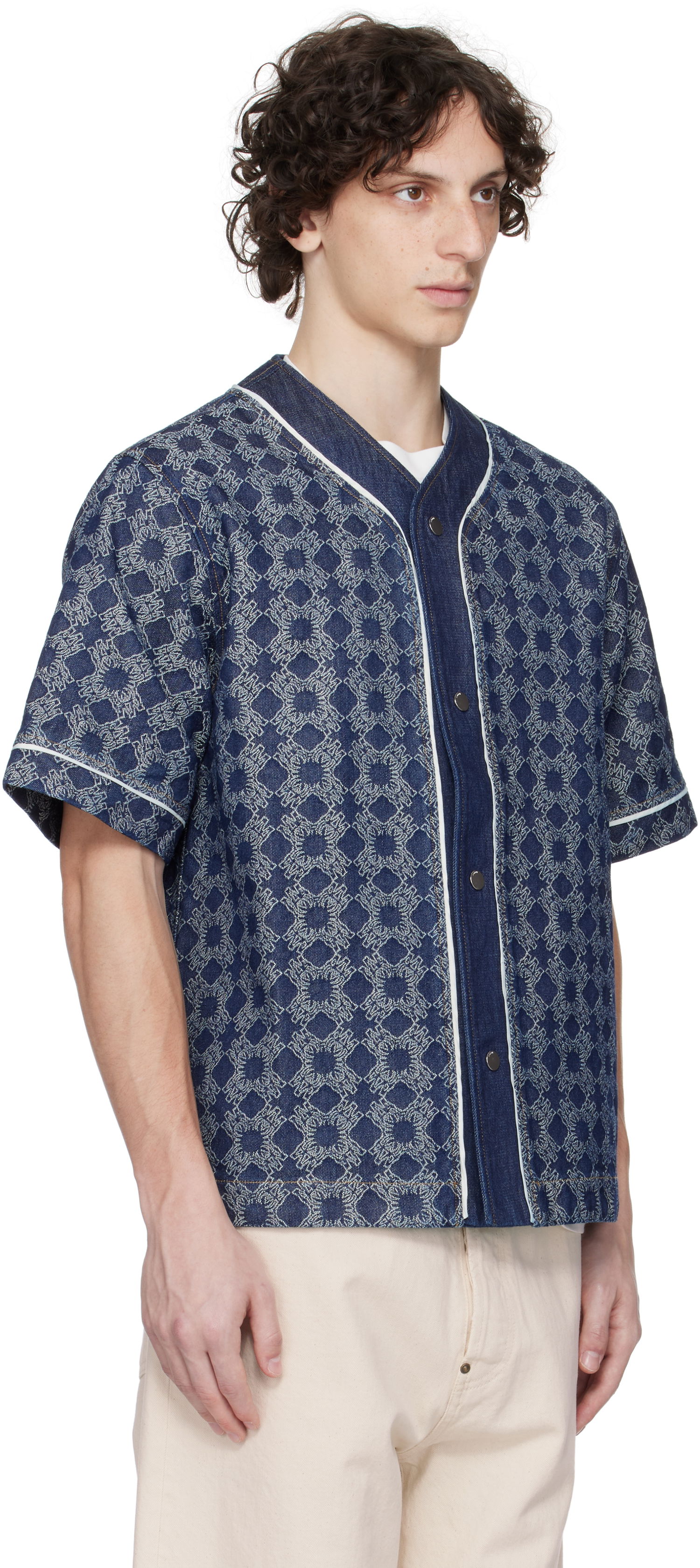 Skjorte AMIRI AMIRI MA Quad Baseball Denim Shirt Blå | AMDNIR1042, 1