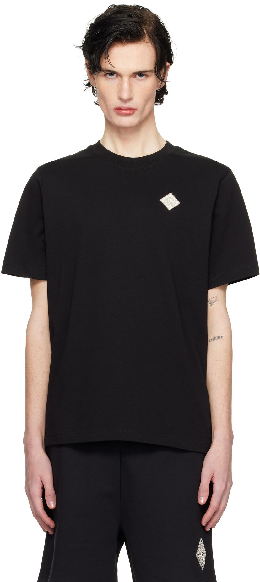 T-shirt Casablanca Pearl Diamond Patch T-Shirt Sort | MPS25-JTS-001-10