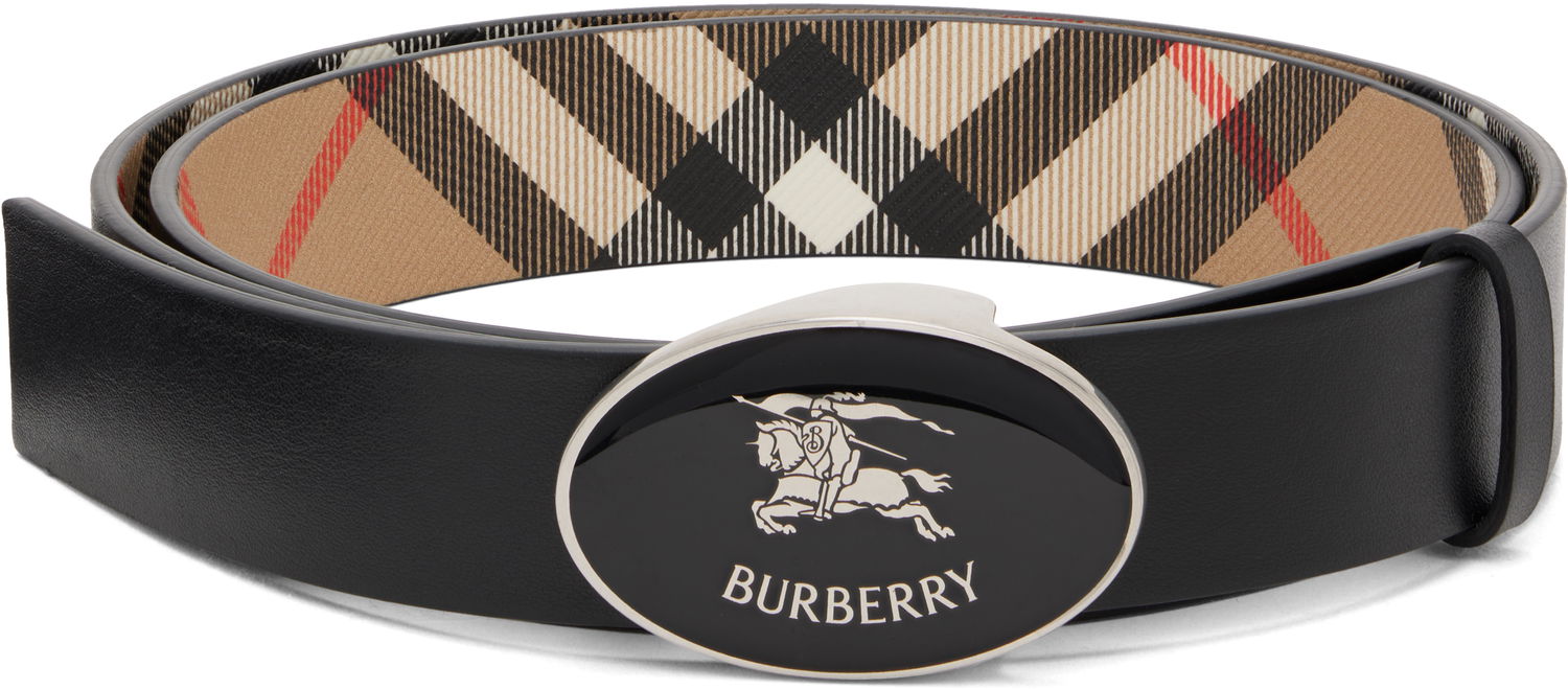 Bælter Burberry Reversible Check Oval Knight Stamp Belt by Burberry Sort | 8112214, 0