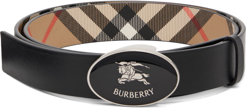 Bælter Burberry Reversible Check Oval Knight Stamp Belt by Burberry Sort | 8112214