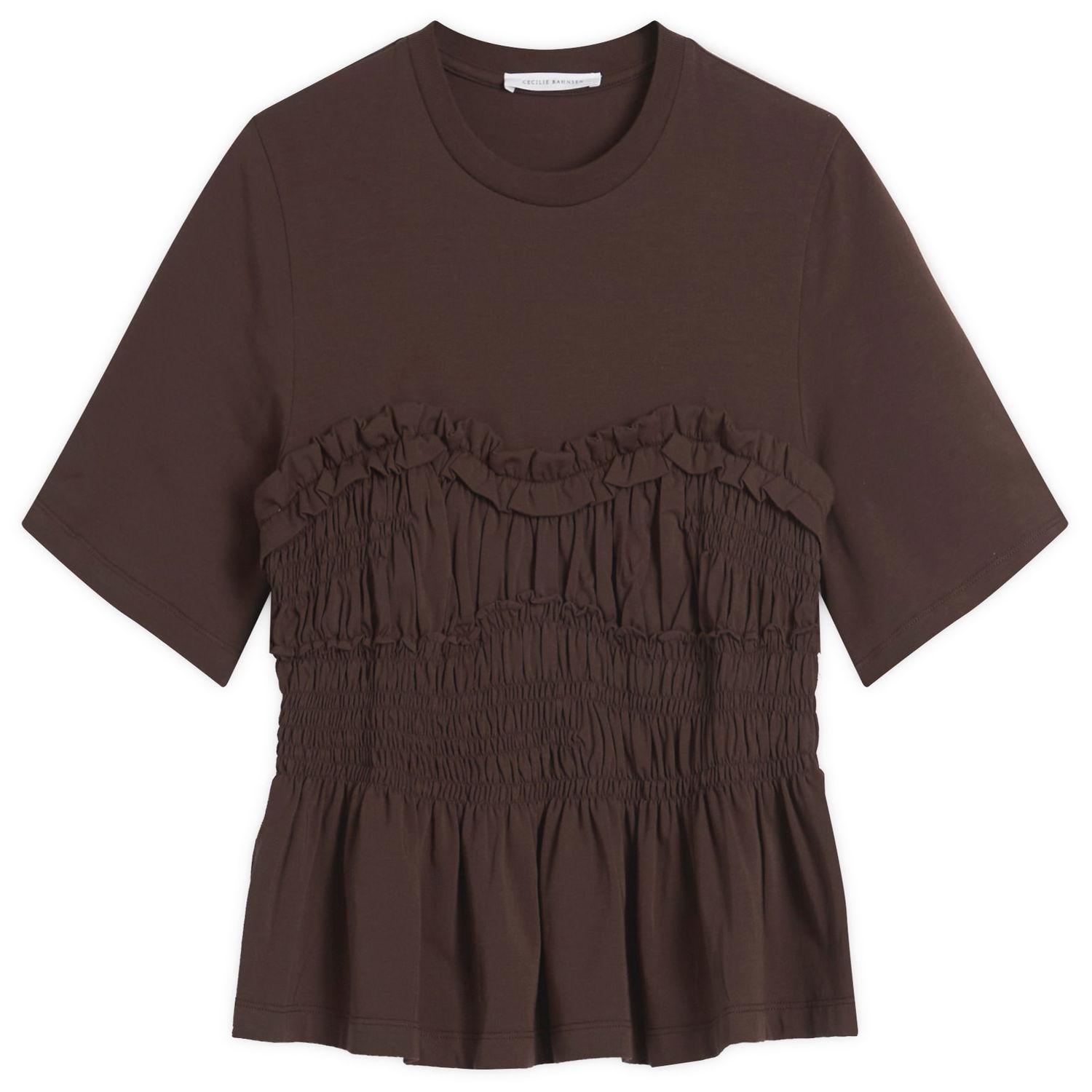T-shirt Cecilie Bahnsen Cecilie Bahnsen Vilde Smocked T-Shirt Brun | 225RTW19004, 0