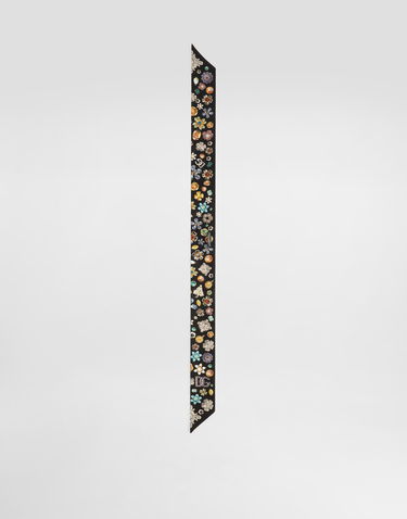 Tørklæde Dolce & Gabbana Dolce & Gabbana Silk Twill Bandeau with Floral Brooches Print Sort | FS215AGDDAWHN5SA, 3