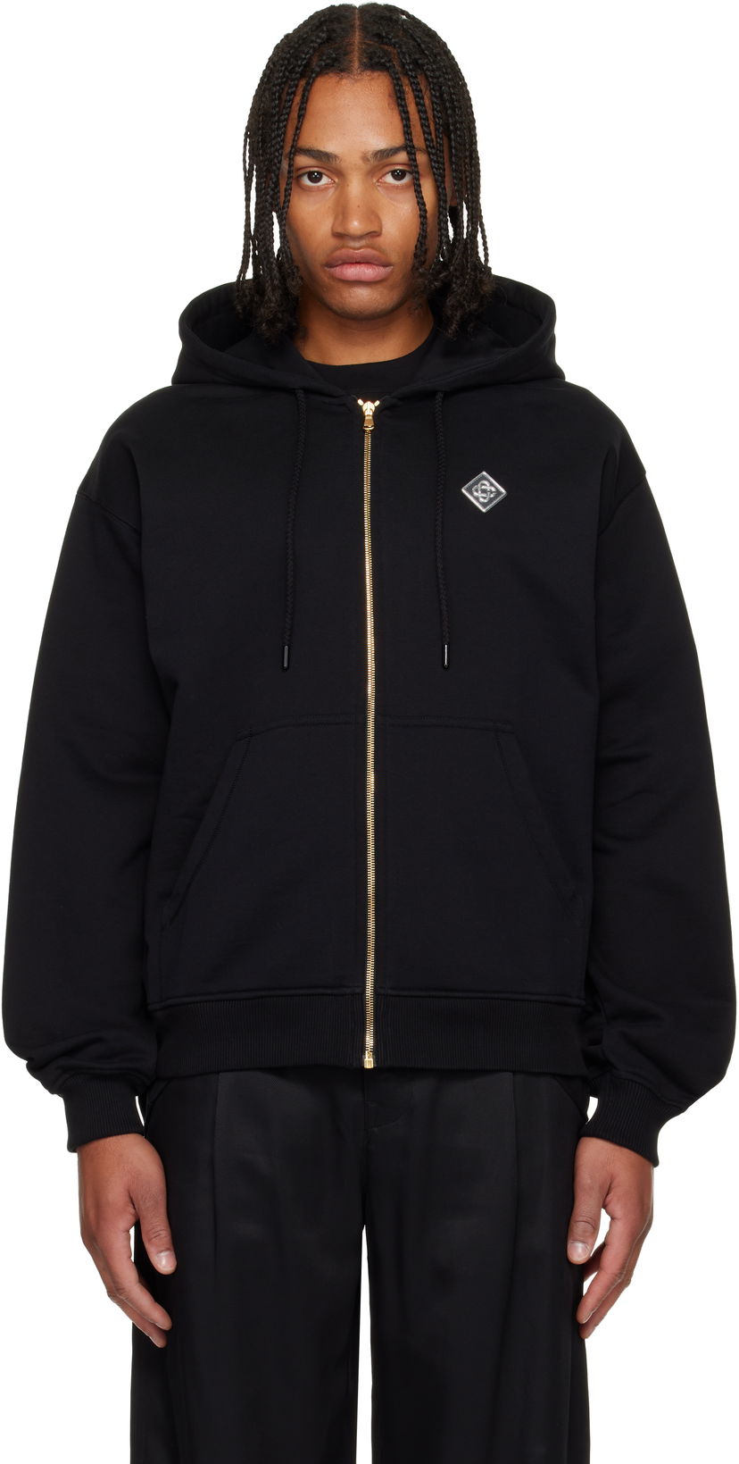 Sweatshirt Casablanca 'Casa' Chrome Full Zip Hoodie Sort | M-AW25-JTP-408-02