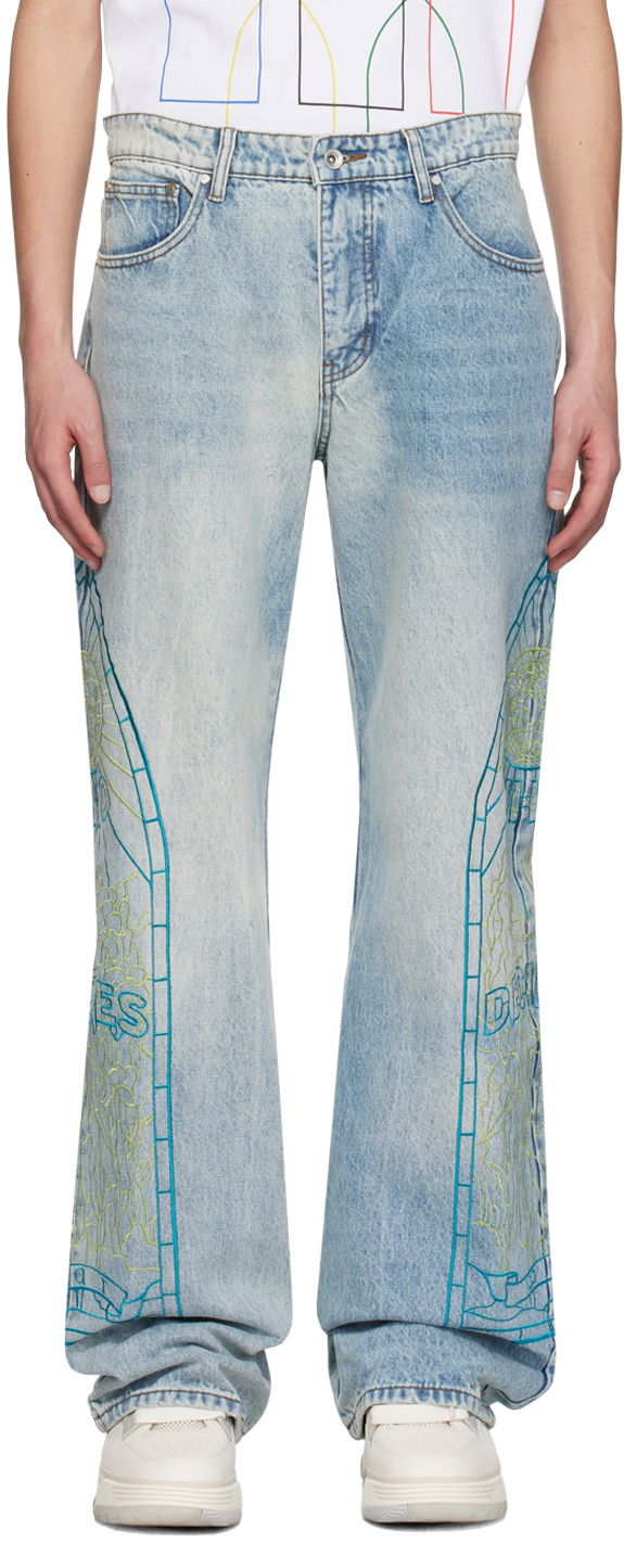 Jeans Who Decides War Virtuous Stained Glass Embroidered Jeans Blå | 1121000008SS24, 0