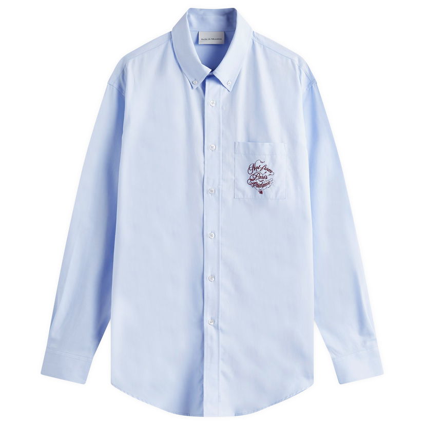 Skjorte Drôle de Monsieur Logo Oxford Shirt, Size Large Blå | F-SH199-CO116-LBE