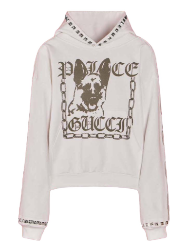 Sweatshirt Palace Gucci x Printed Cotton Jersey Stud Sweatshirt Off-White Hvid | 721943 XJEY2 9799