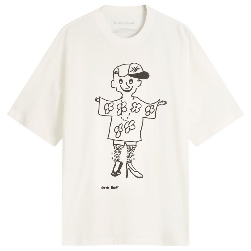 T-shirt YMC YMC x Bat Girls & Acid Boys Acid Boy Graphic T-Shirt, Size Small Hvid | P6OZI-WHT