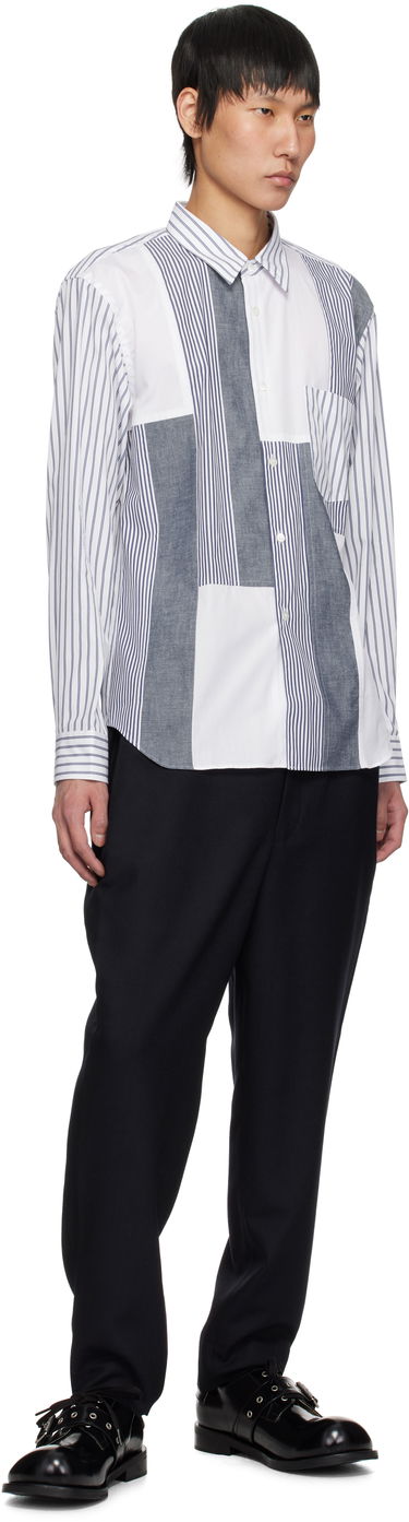 Skjorte Comme des Garçons Comme des Garçons Homme Deux Patchwork Striped Shirt Hvid | DO-B029-051, 3