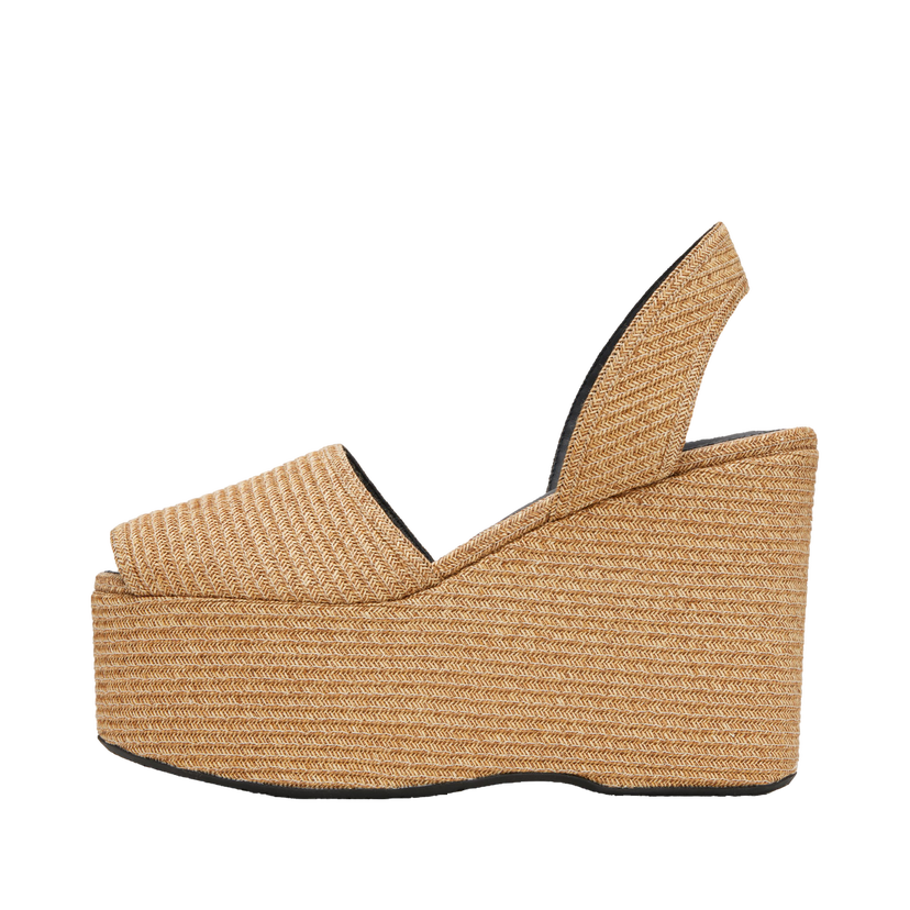 Sneakers og sko Alaïa ALAÏA Wedge Paper Straw Heeled Sandals Beige | AA3S129TK054