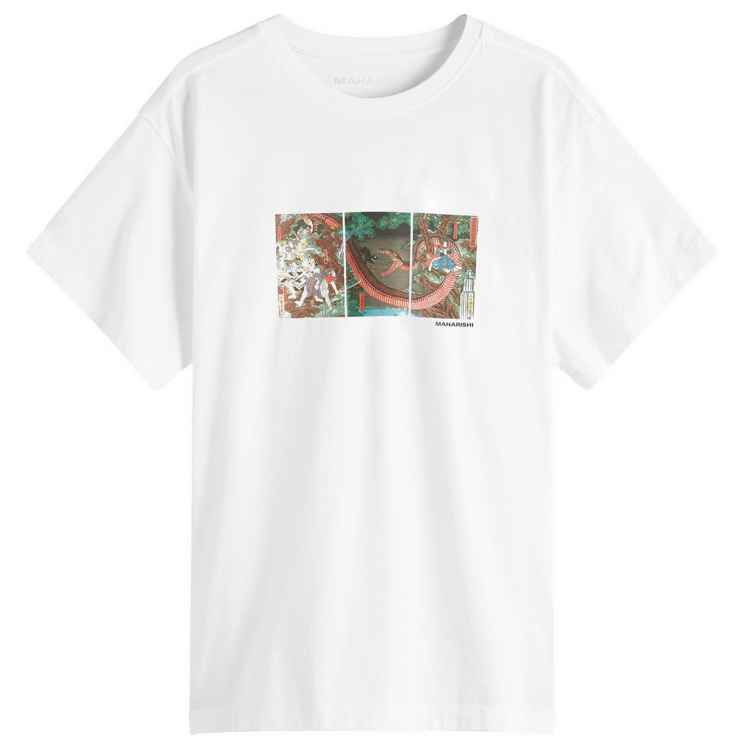 T-shirt Maharishi Maharishi Snake Triptych Graphic Tee, Size L Hvid | 1540-WHT, 1