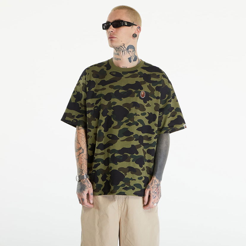 T-shirt BAPE A BATHING APE 1St Camo One Point Tee リラックス Green Grøn | 001CSK301006M GRN