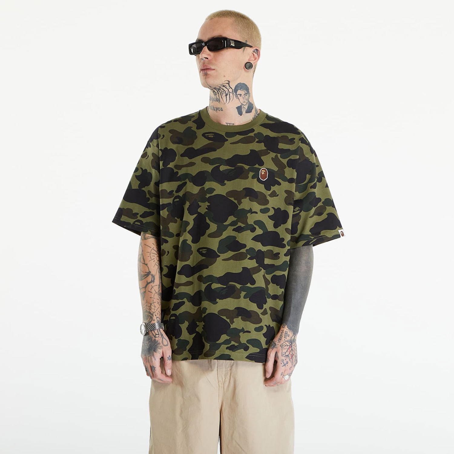 T-shirt BAPE A BATHING APE 1St Camo One Point Tee リラックス Green Grøn | 001CSK301006M GRN, 0