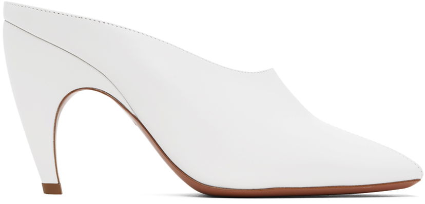Sneakers og sko Alaïa Sculptural Heel Leather Mules Hvid | AA3M083CK122