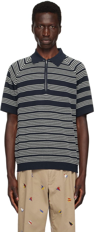 Polo skjorte BEAMS Beams Plus Jacquard Polo Mørkeblå | 3802-0037-156, 0