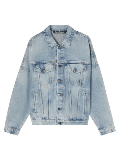 Jakke Palm Angels Logo Over Denim Jacket Blå | PMYE006C99DEN0014001