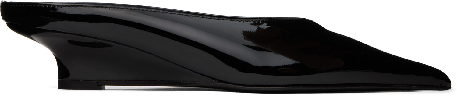 Sneakers og sko TOTEME Sharp Patent Wedge Mules by Sort | 251-WAS0179-LE0091, 0
